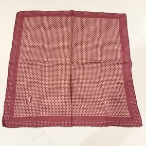 Vintage YSL Yves Saint Laurent 15.25” Sq Silk Burgundy Scarf Square Design